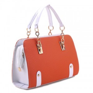 Stylish Women's Tote Bag With Color Block and Chain Design
